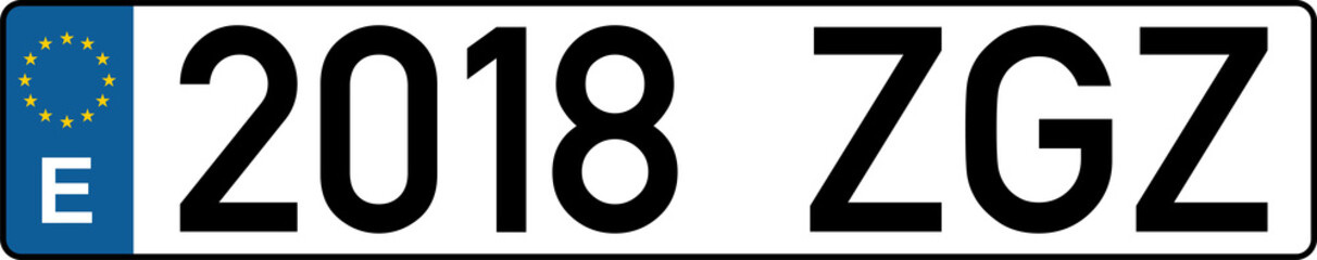 vehicle licence plates marking in Spain