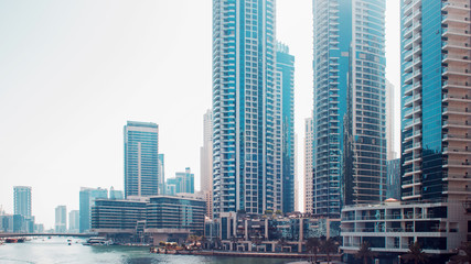 Fototapeta premium Dubai Marina area of large modern city.