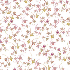 Gentle seamless pattern with ivy. Background with romantic garden flowers. Watercolor illustration