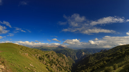 Panoramic view of the high plateau in the North Caucasus in Russia.