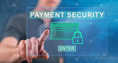 Man touching a payment security concept
