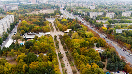 aerial view of park