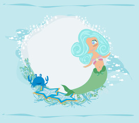 Cute card for girls with mermaid