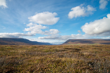 Beautiful countryside landscape near godafoss waterfall, Iceland