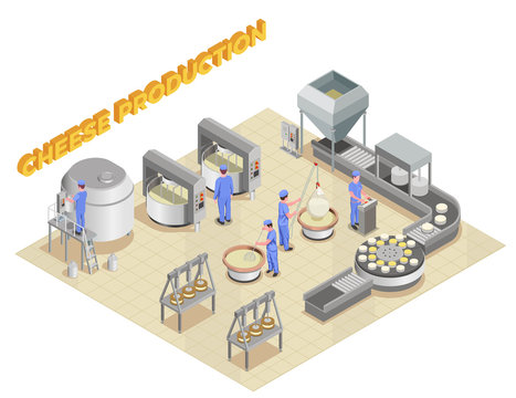 Cheese Production Isometric Composition 