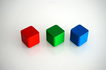 Fototapeta premium RGB red green blue wooden toy blocks