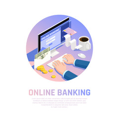 Accounting Online Banking Isometric Composition