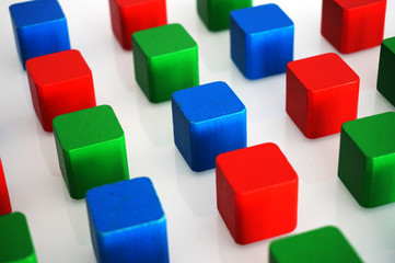 Obraz premium RGB red green blue wooden toy blocks