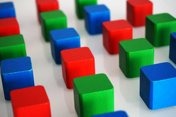 Obraz premium RGB red green blue wooden toy blocks