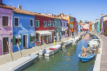 Houses with Colorful facade in Burano, Venice, Italy