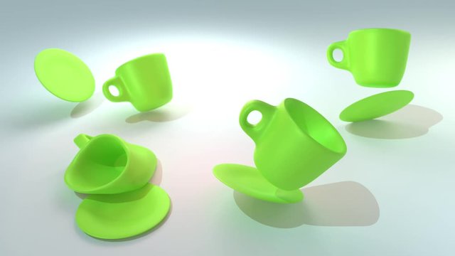 3d kreativ Animation - Fallende Tasse verformt sich.