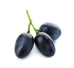 Ripe sweet grapes on white background