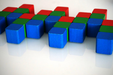 Obraz premium RGB red green blue wooden toy blocks