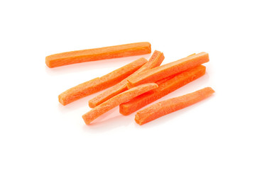 raw chopped carrot isolated on a white background