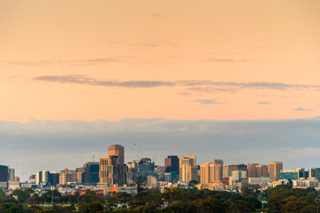 Fototapeta na wymiar Adelaide CBD skyline at dusk