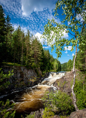 Kivach waterfall on the river Suna, Karelia, Russia, background