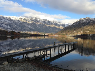 Pier Wanaka Queenstown lake with pure clear water