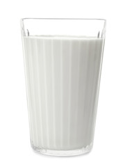 Glass of milk on white background