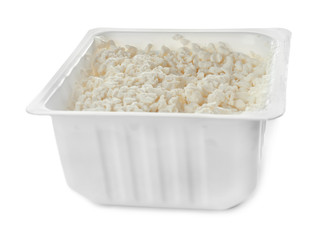 Cottage cheese on white background