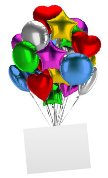bunch of balloons with an empty board