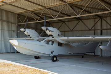 amphibious aircraft, standing in the hangar
