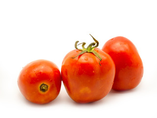 red tomato isolated on white background.