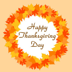 Happy Thanksgiving day card on white background illustration.