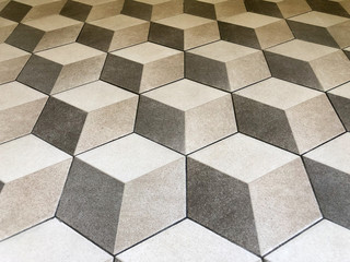 geometric tiles effect three-dimensional cubes