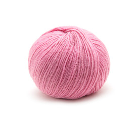 Pink Yarn Ball on white background