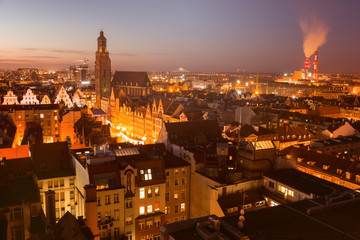 Aerial panorama of Wroclaw