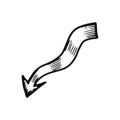 arrow icon. Isolated sketch for infographic object on light background.