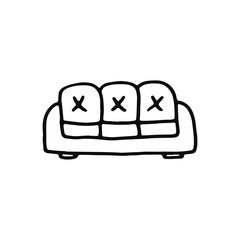 sofa icon. Isolated sketch for infographic object on light background.