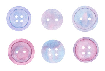Collection of watercolor buttons.