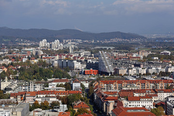 Fototapeta na wymiar Ljubljana Buildings Aerial