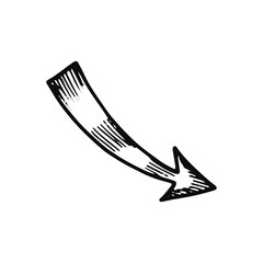 arrow icon. Isolated sketch for infographic object on light background.