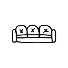 sofa icon. Isolated sketch for infographic object on light background.