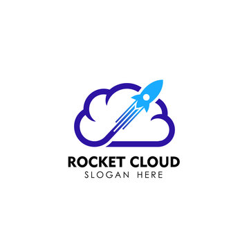 rocket cloud logo design template. cloud tech logo design template