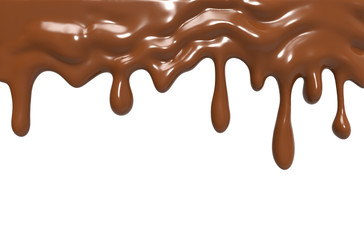 Chocolate streams isolated on white. 3d illustration. 