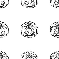 Pumpkin seamless pattern. Vector illustration of a seamless pattern of halloween pumpkins. Hand drawn pumpkin.