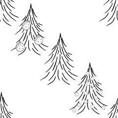 Obraz premium Christmas tree seamless pattern. Vector illustration of a seamless pattern of the Christmas tree.