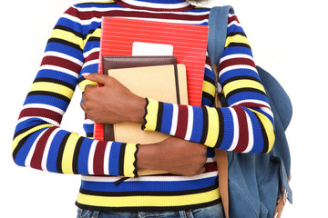 african american female student holding books