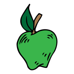 Green Apple icon. Vector illustration of an apple. Hand drawn apple logo.