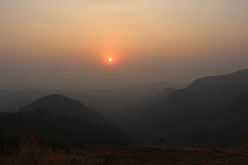 sunset in mountains