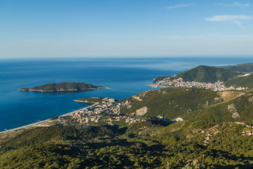 Fototapeta na wymiar View from the mountains to the city of Budva in Montenegro