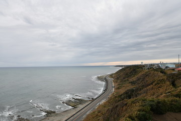 Fototapeta na wymiar 灯台から見た御前崎の海岸線