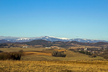 Fototapeta na wymiar landscape with hills and blue sky