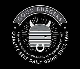 Burgers heaven and hell white on black