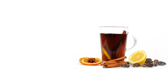 
christmas tea or mulled wine - christmas background panorama banner - with space for free use of your header text