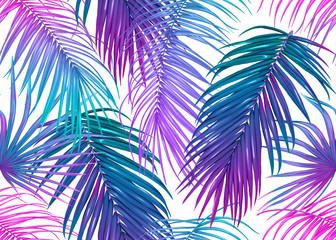Tropic leaves seamless pattern in neon colors © Elen  Lane