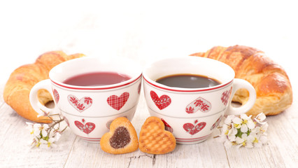coffee and tea with croissant